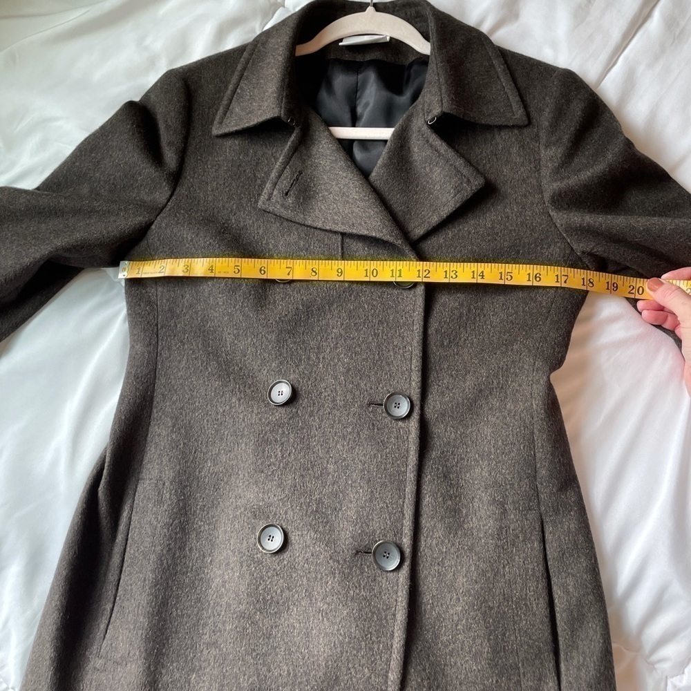 AKRIS PUNTO Wool Angora blend Brown Double Breasted Coat size 4 - Picture 11 of 15